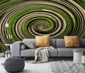 3D Green Swirl 456 Wall Murals