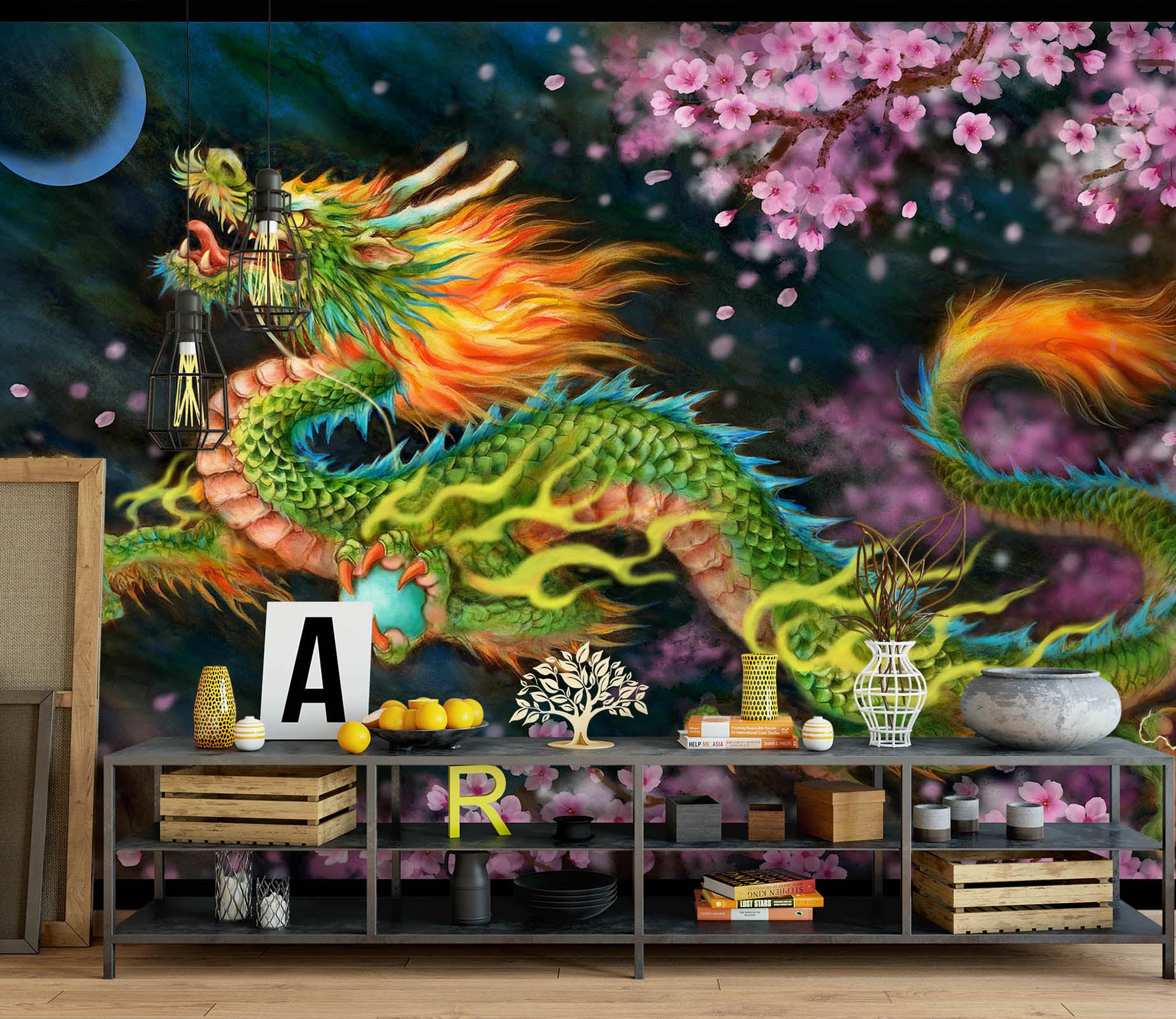 3D Peach Blossom Dragon 5520 Kayomi Harai Wall Mural Wall Murals