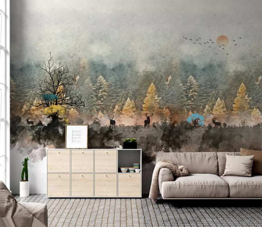 3D Sun Forest WC2400 Wall Murals