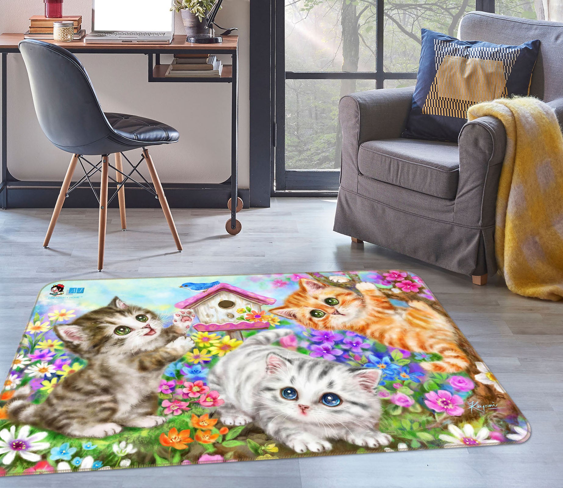 3D Garden Cat 5611 Kayomi Harai Rug Non Slip Rug Mat