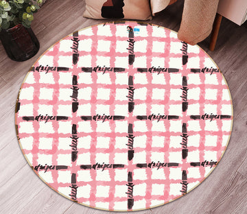 3D Pink Plaid Lines 10528 Kashmira Jayaprakash Rug Round Non Slip Rug Mat