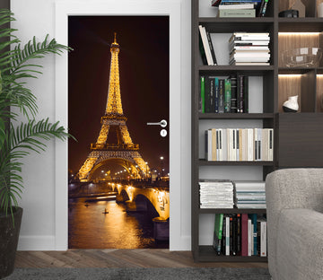 3D Eiffel Tower Night 10606 Assaf Frank Door Mural