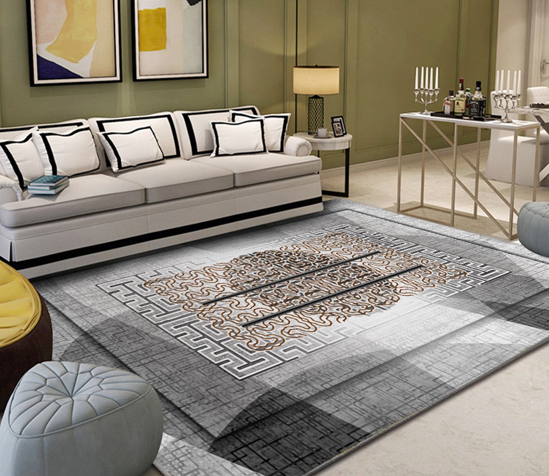 3D Gray Stripe WG094 Non Slip Rug Mat Mat AJ Creativity Home 