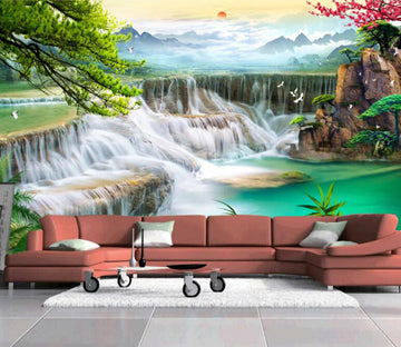 3D Waterfall Lake WC1284 Wall Murals