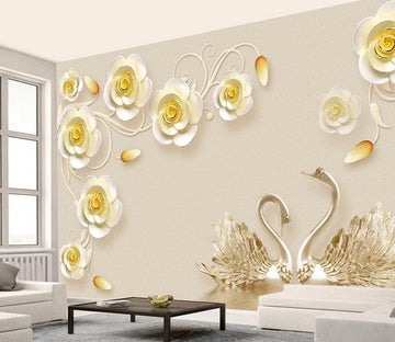 3D Silver Swan WC421 Wall Murals