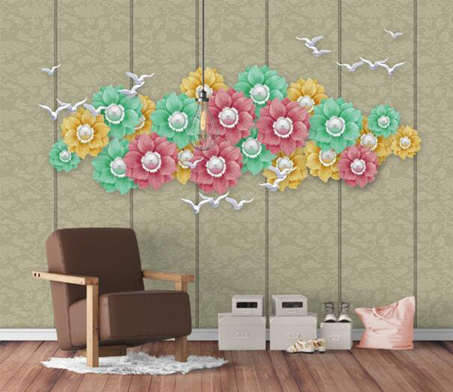 3D Color Lotus Flower WC1236 Wall Murals