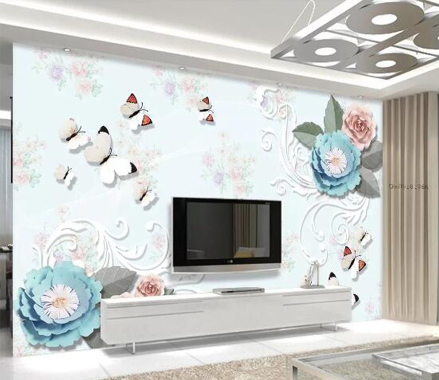 3D Rose Butterfly WC594 Wall Murals