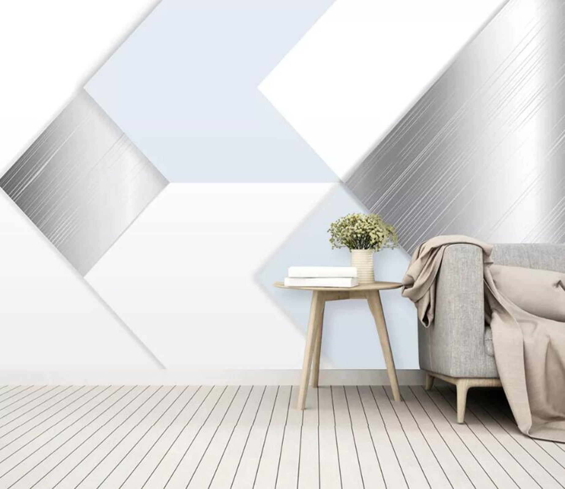 3D White Geometry WC42 Wall Murals Wallpaper AJ Wallpaper 2 