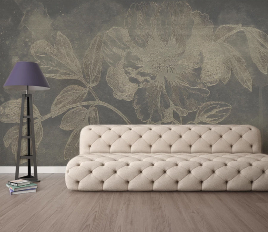 3D Black Flower WC1004 Wall Murals