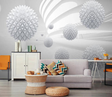 3D Sharp White Ball 659 Wall Murals