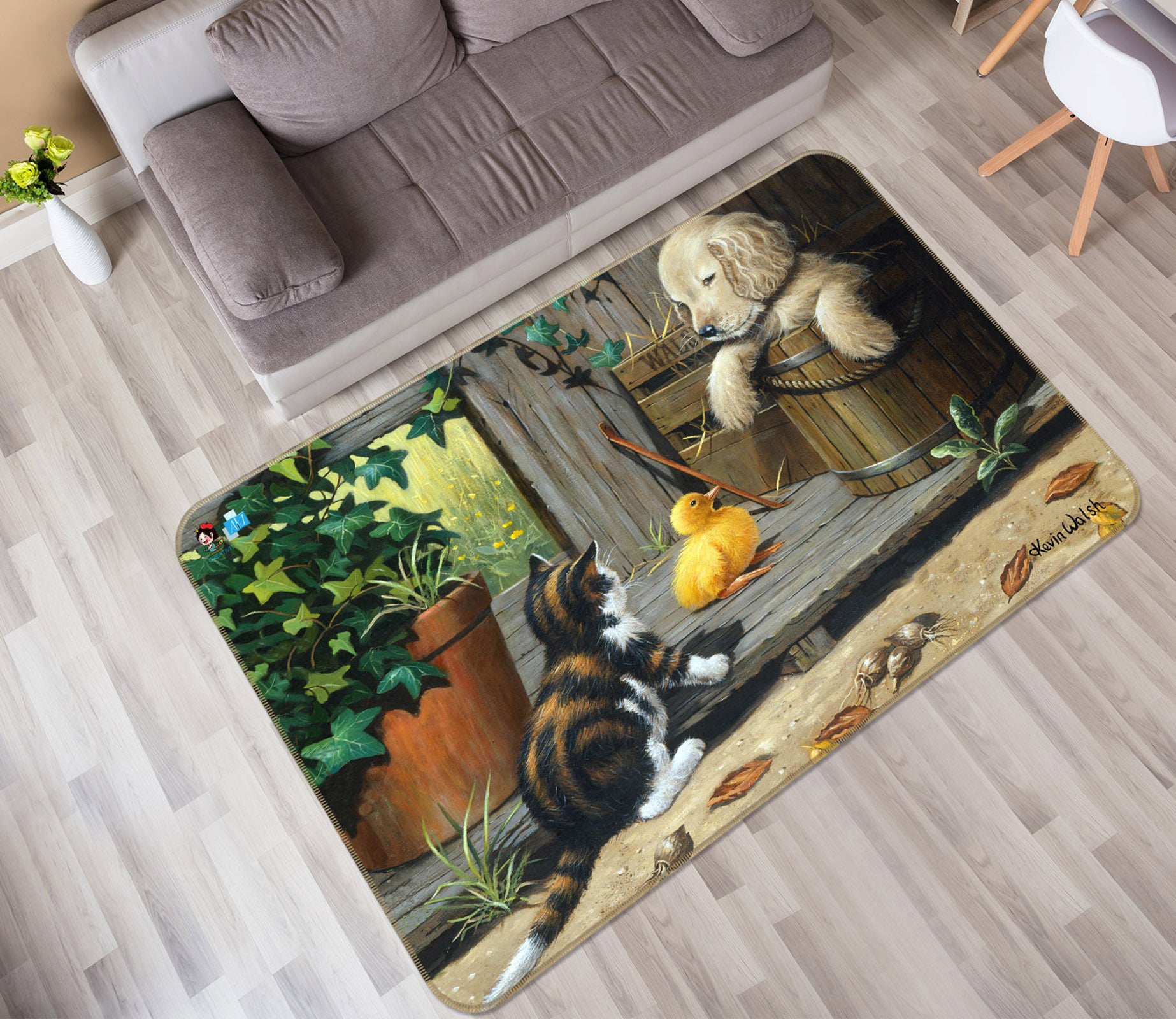 3D Animal Friends 753 Kevin Walsh Rug Non Slip Rug Mat