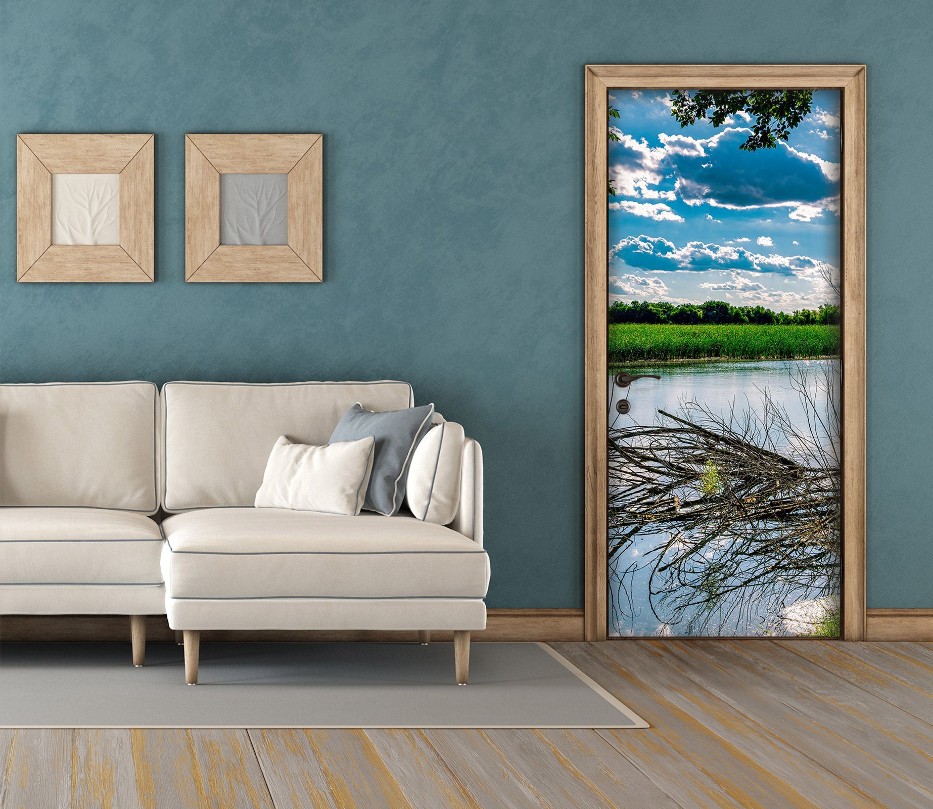 3D Grassland Sky Lake Shadow 107216 Beth Sheridan Door Mural