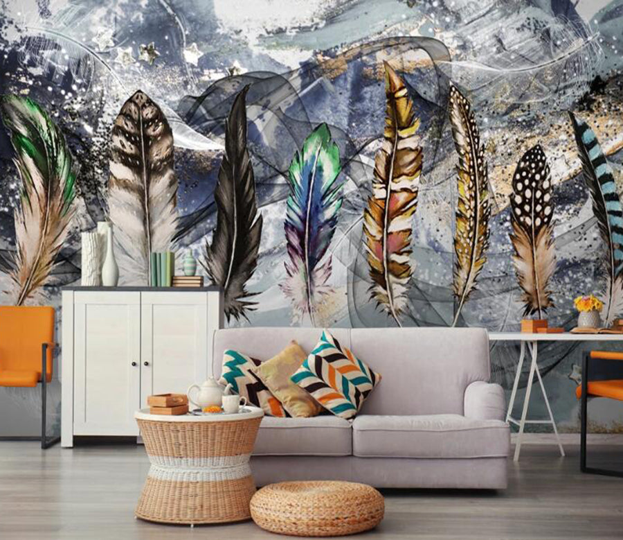 3D Eight Feathers 662 Wall Murals