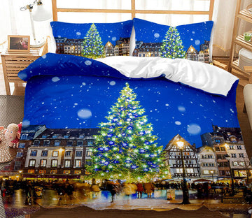 3D Tree House Street 32086 Christmas Quilt Duvet Cover Xmas Bed Pillowcases