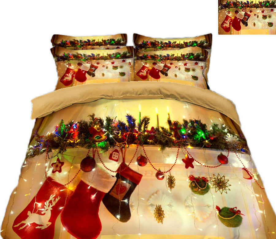 3D Sock 31221 Christmas Quilt Duvet Cover Xmas Bed Pillowcases