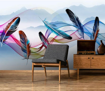 3D Six Color Feathers 846 Wall Murals