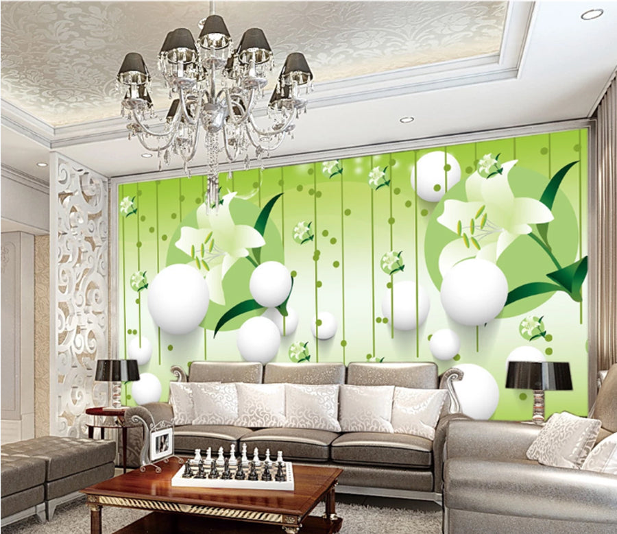 3D Green Lily WC210 Wall Murals