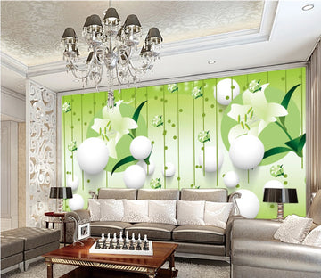 3D Green Lily WC210 Wall Murals