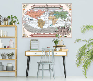 3D Colored Island 216 World Map Wall Sticker