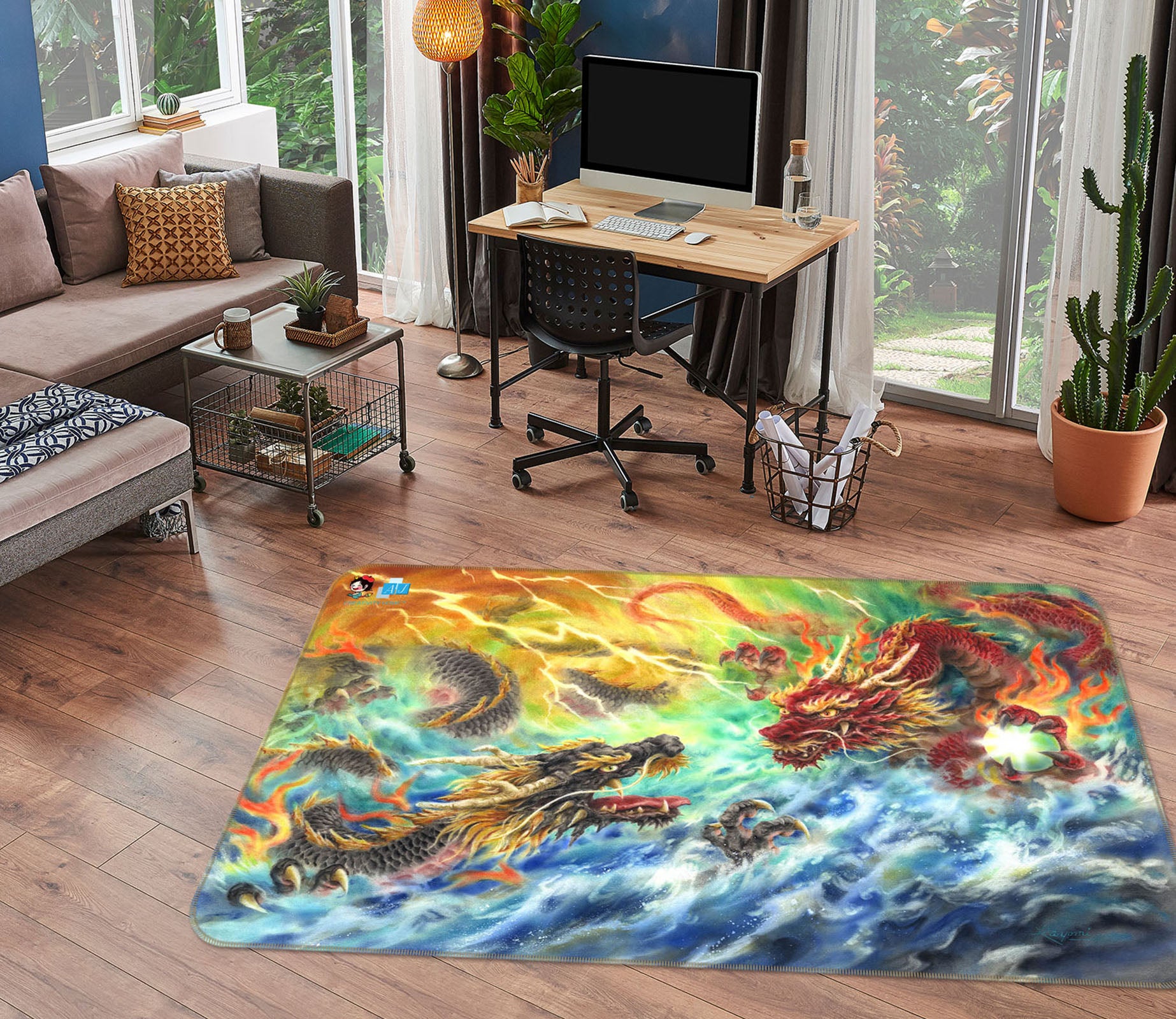 3D Red Dragon 5723 Kayomi Harai Rug Non Slip Rug Mat