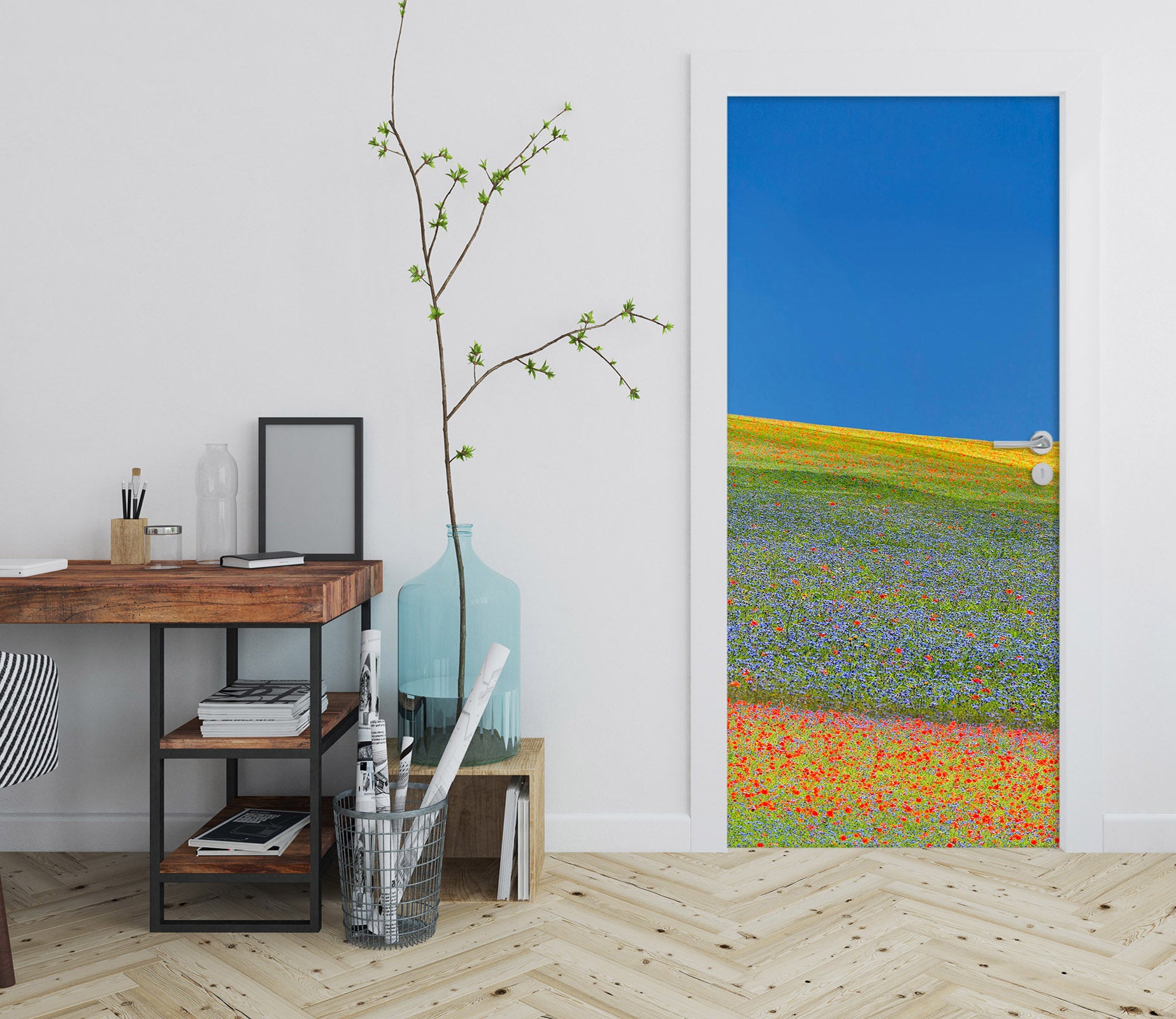 3D Grassland Flowers Hillside 121224 Marco Carmassi Door Mural