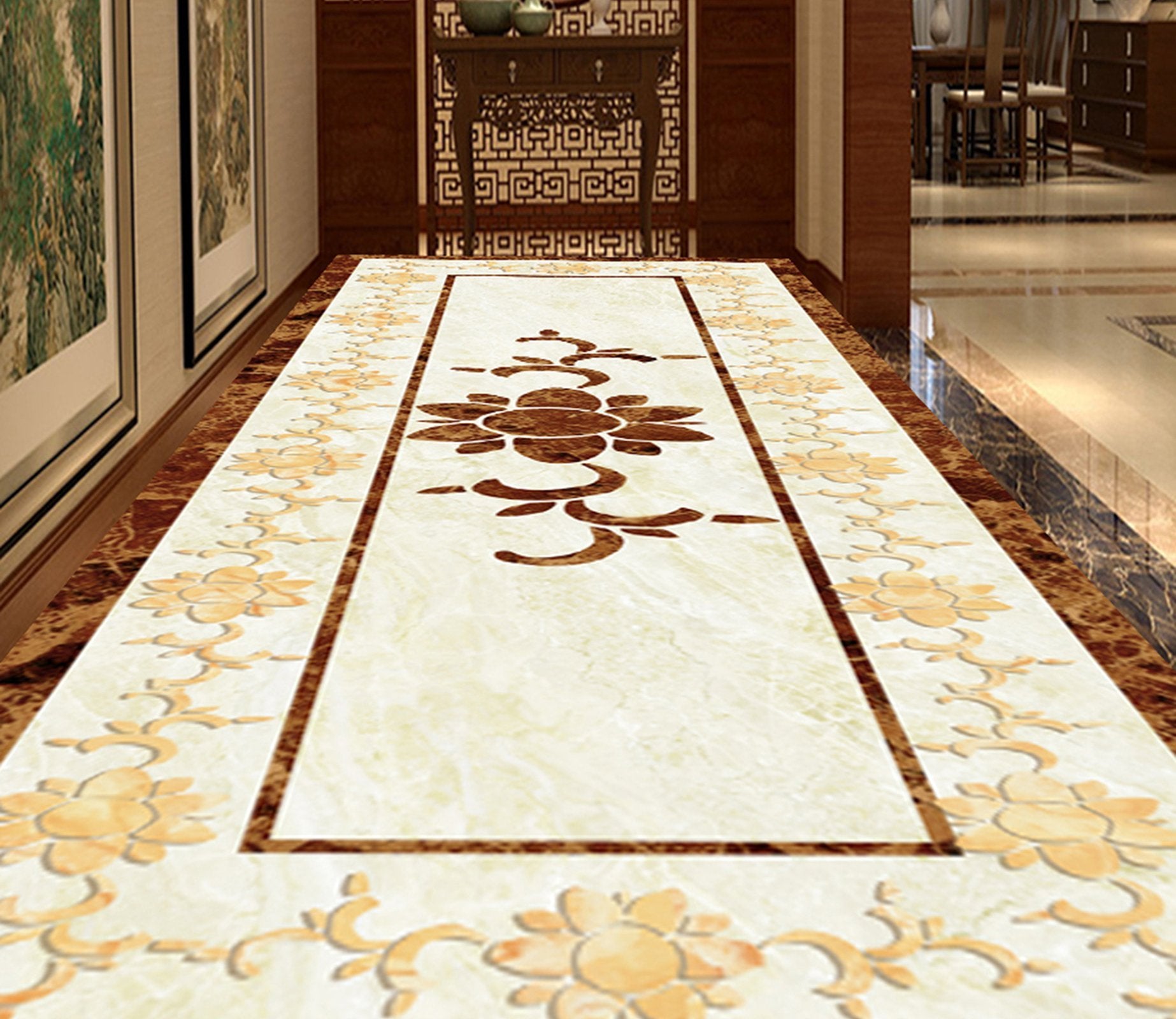 3D Marble Orange Pattern WG737 Floor Mural Wallpaper AJ Wallpaper 2 