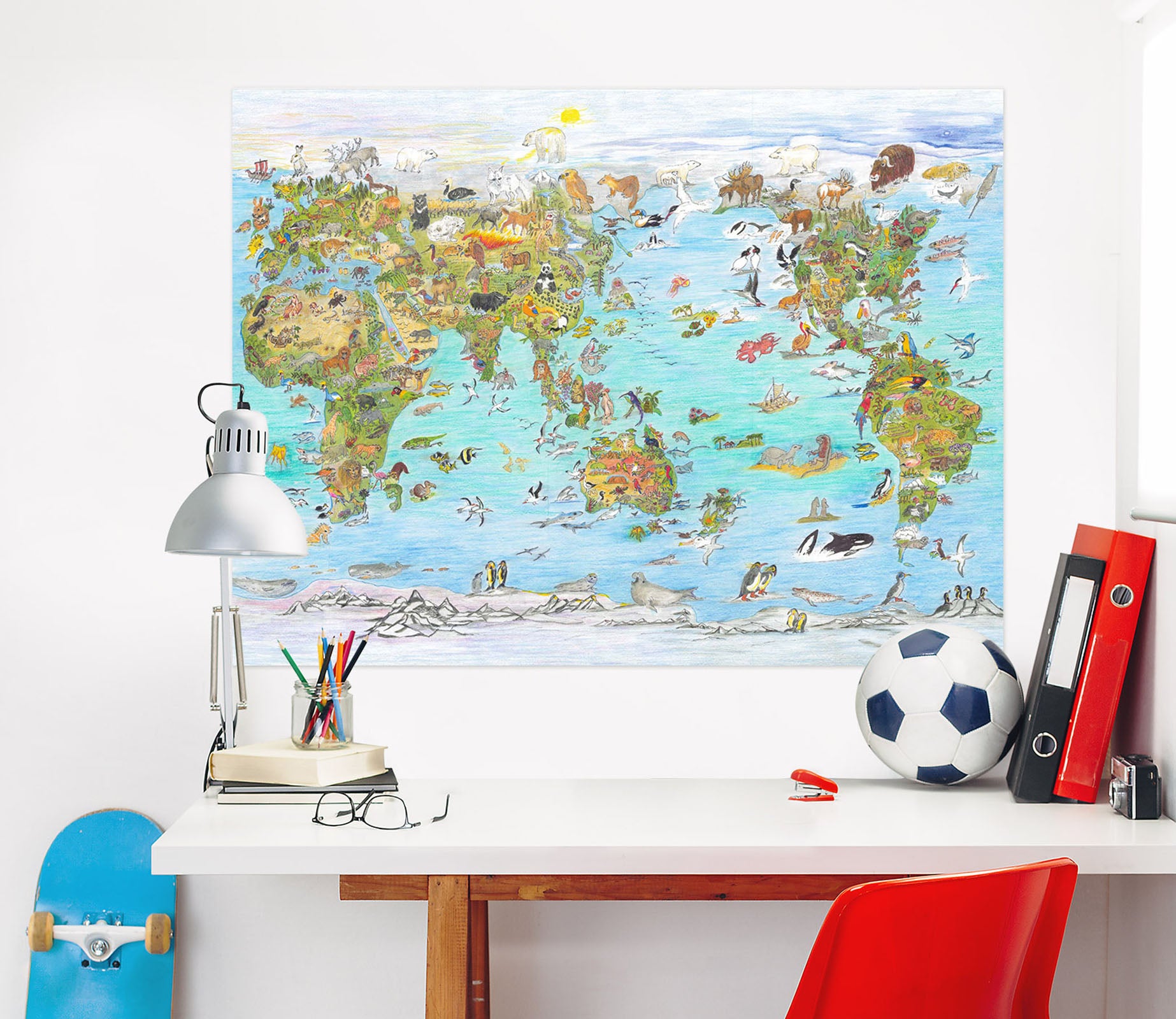 3D Animal Map 025 Michael Sewell Wall Sticker