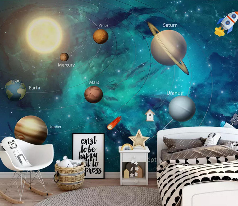 3D Planet Rocket WC397 Wall Murals