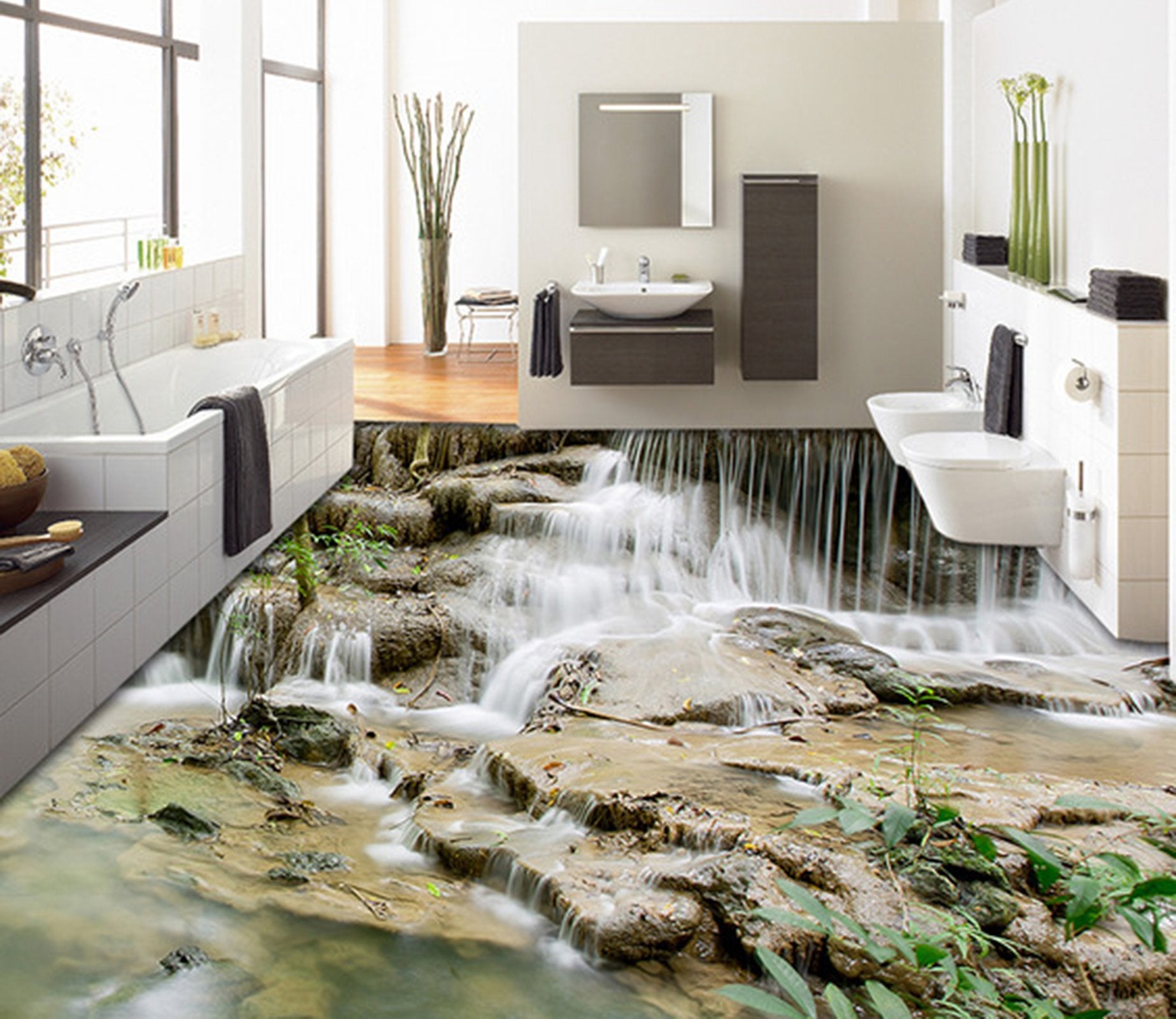 3D Stream Water WG290 Floor Mural Wallpaper AJ Wallpaper 2 