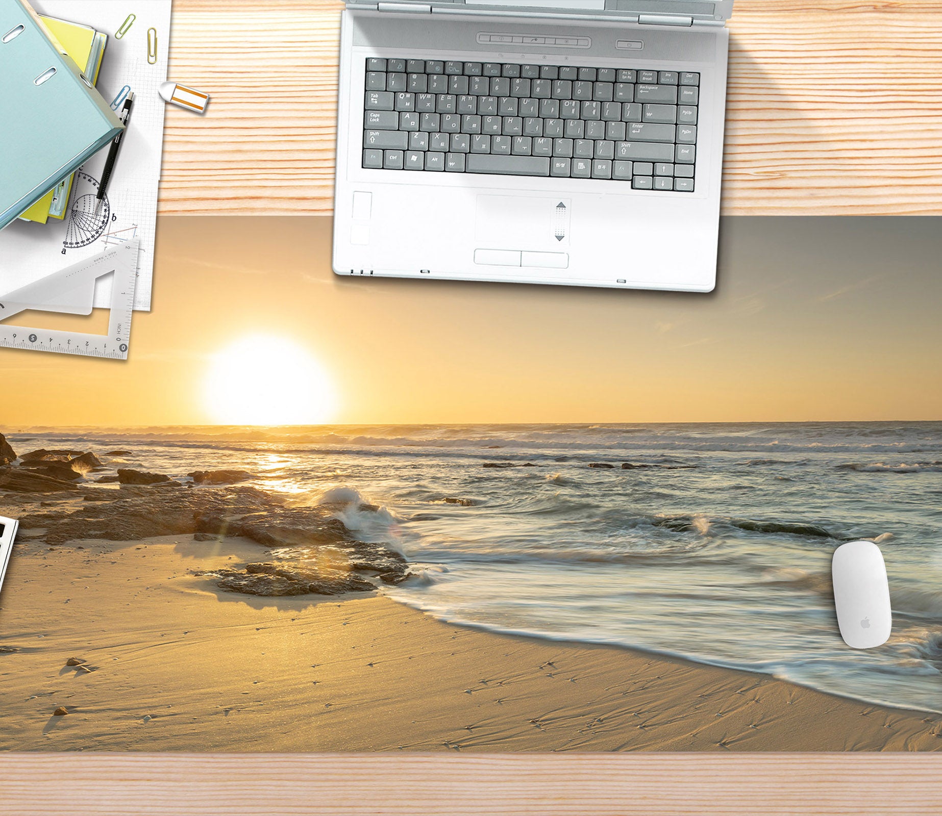 3D Beach Waves 7744 Assaf Frank Desk Mat