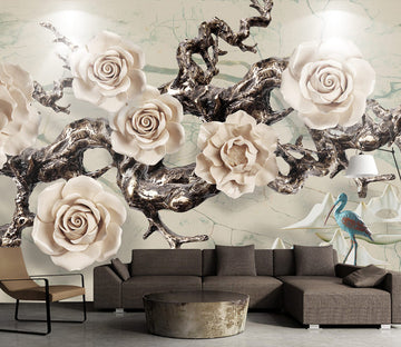 3D White Flower WG023 Wall Murals