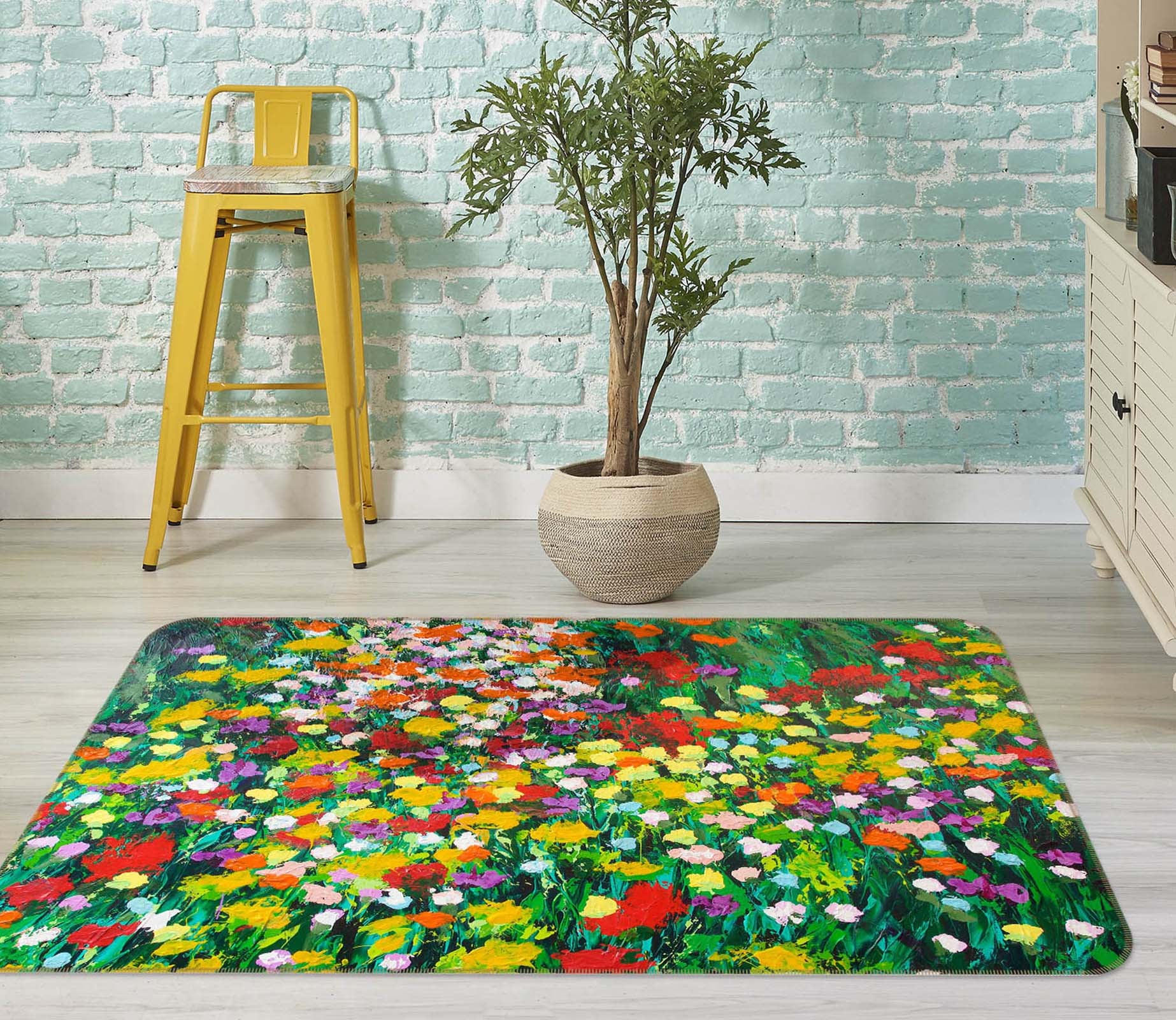 3D Floral Eruption 1002 Allan P. Friedlander Rug Non Slip Rug Mat