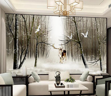 3D Forest Crane WC1599 Wall Murals