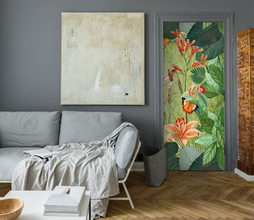 3D Red Flower Leaves 118108 Andrea Haase Door Mural