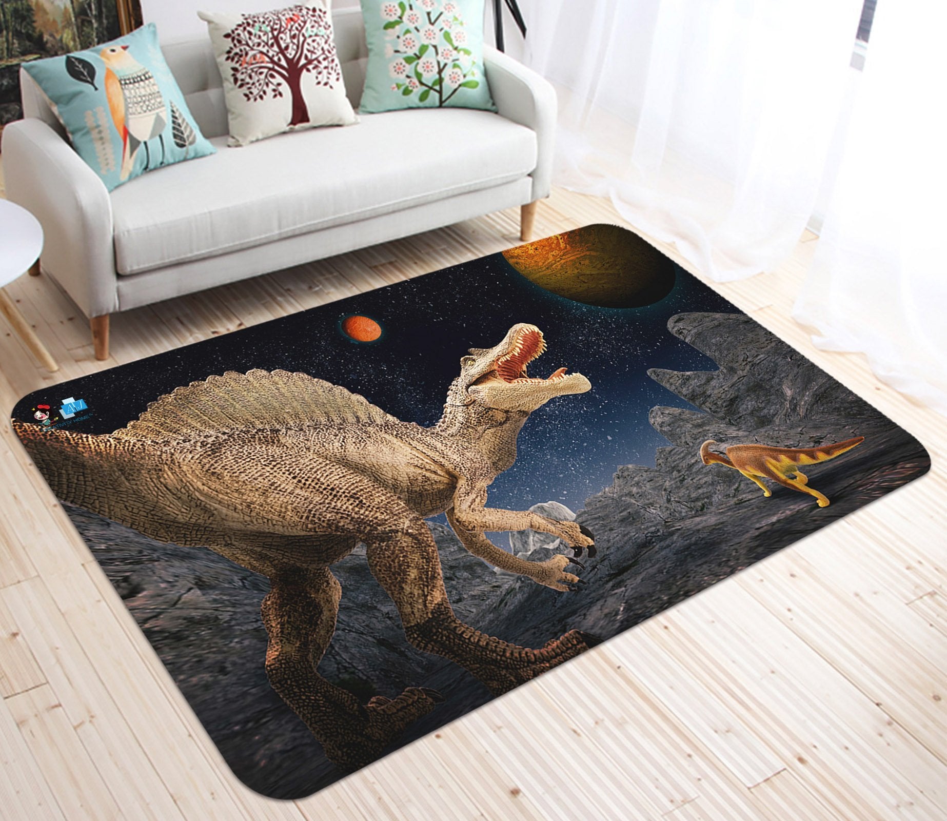 3D Space Planet Dinosaur 59 Non Slip Rug Mat Mat AJ Creativity Home 