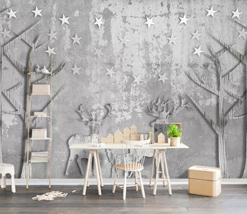 3D Star Deer 052 Wall Murals Wallpaper AJ Wallpaper 2 