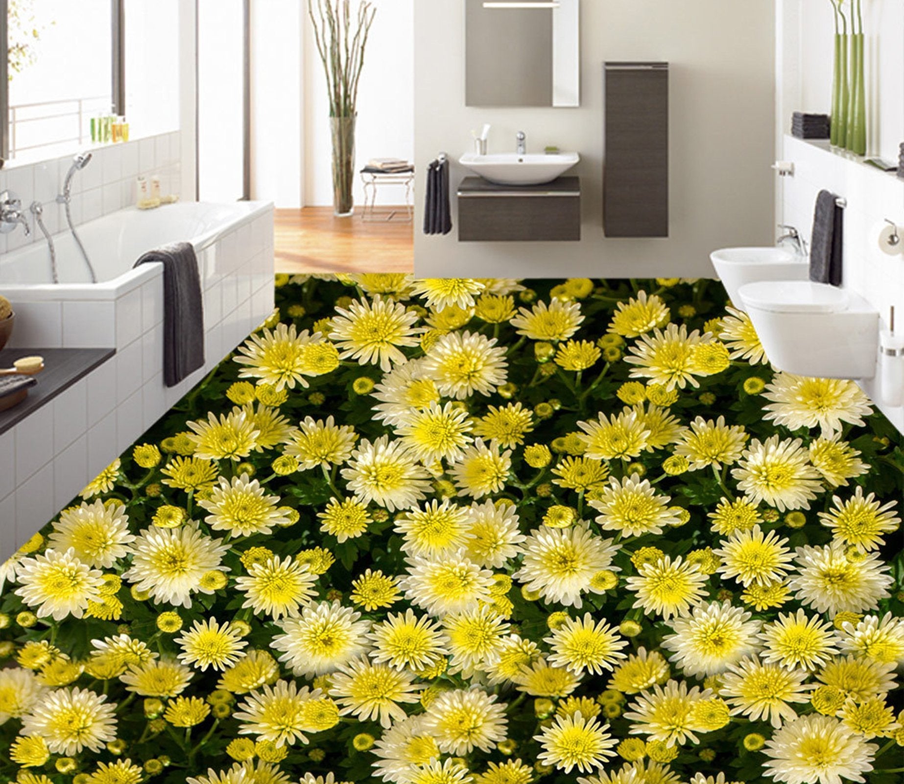 3D hrysanthemum WG454 Floor Mural Wallpaper AJ Wallpaper 2 