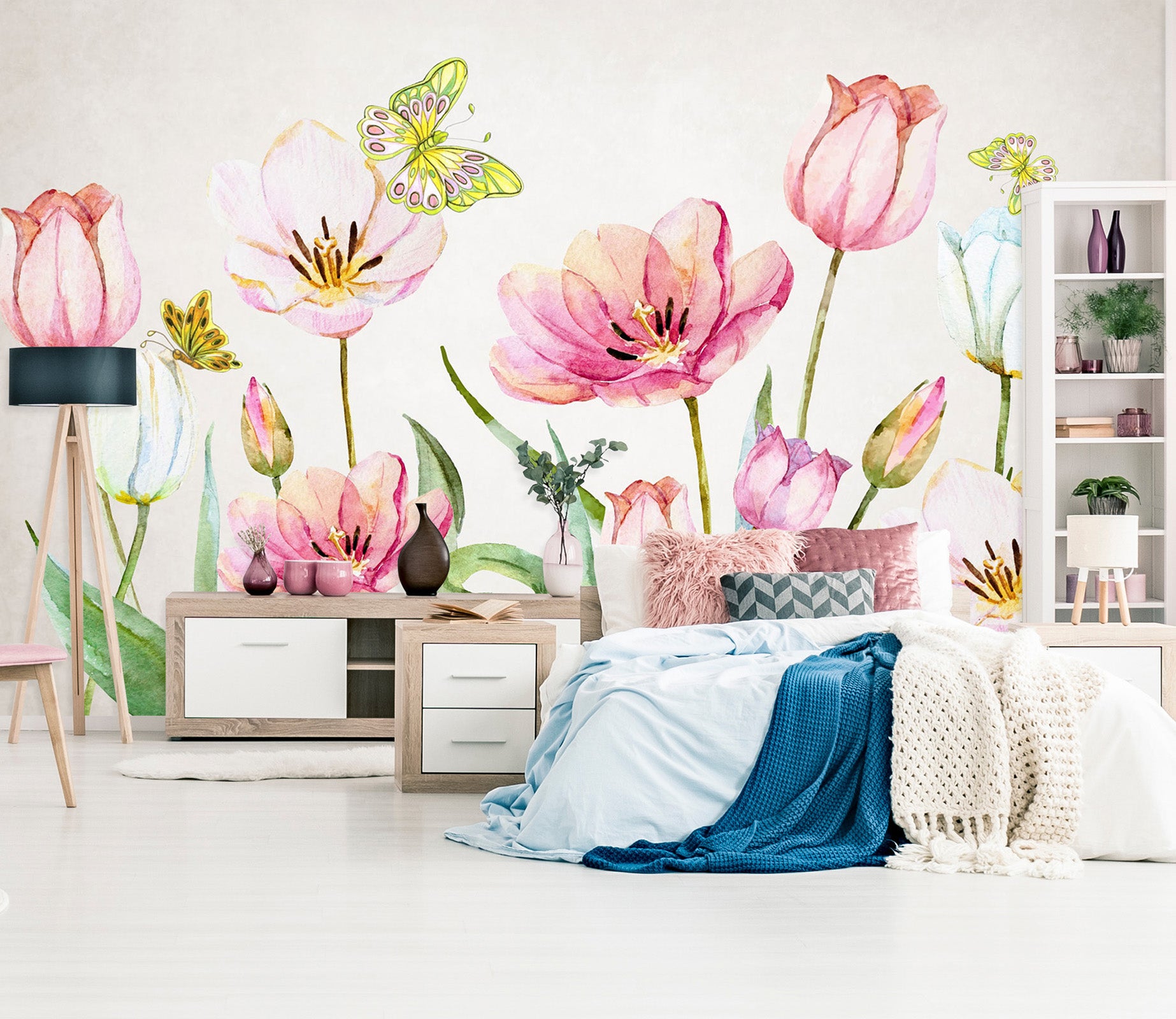 3D Pink Flowers 1616 Wall Murals