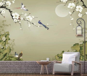 3D White Plum Bird WC2537 Wall Murals