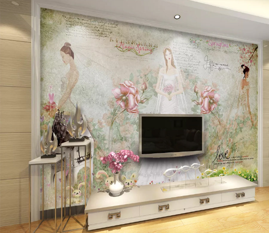 3D Bridal Wedding Dress WC173 Wall Murals