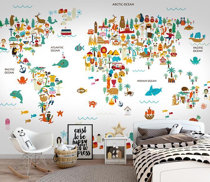 3D Animal Map 844 Wall Murals Wallpaper AJ Wallpaper 2 