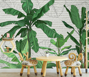 3D Green Leaf WG218 Wall Murals