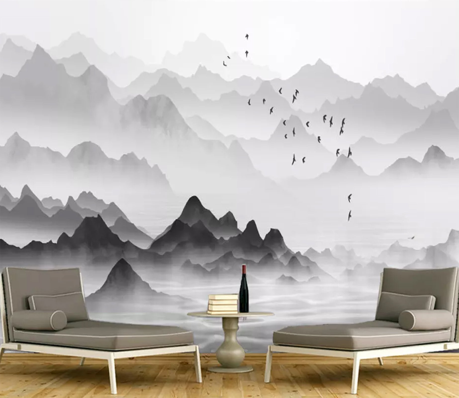 3D Mountain River WC07 Wall Murals Wallpaper AJ Wallpaper 2 