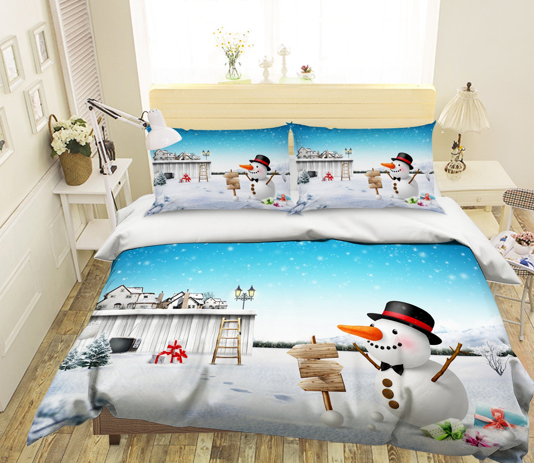 3D Snowman 31097 Christmas Quilt Duvet Cover Xmas Bed Pillowcases