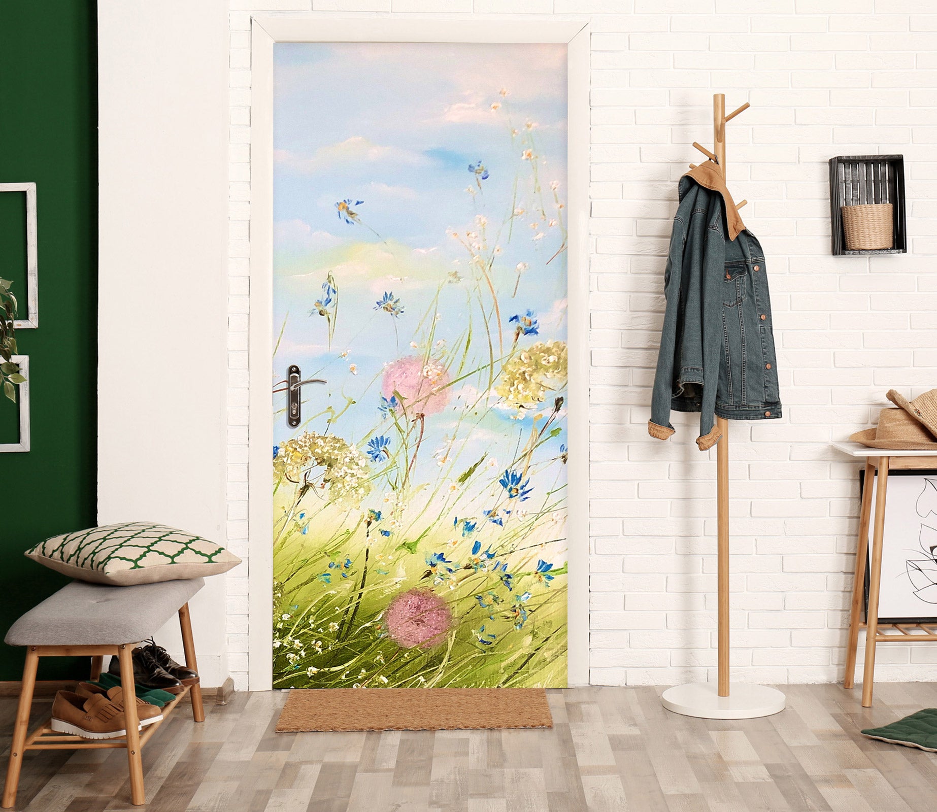 3D Sky Grass 3201 Skromova Marina Door Mural