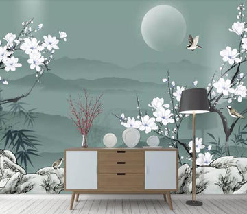 3D Moon Stone Flower WC2063 Wall Murals