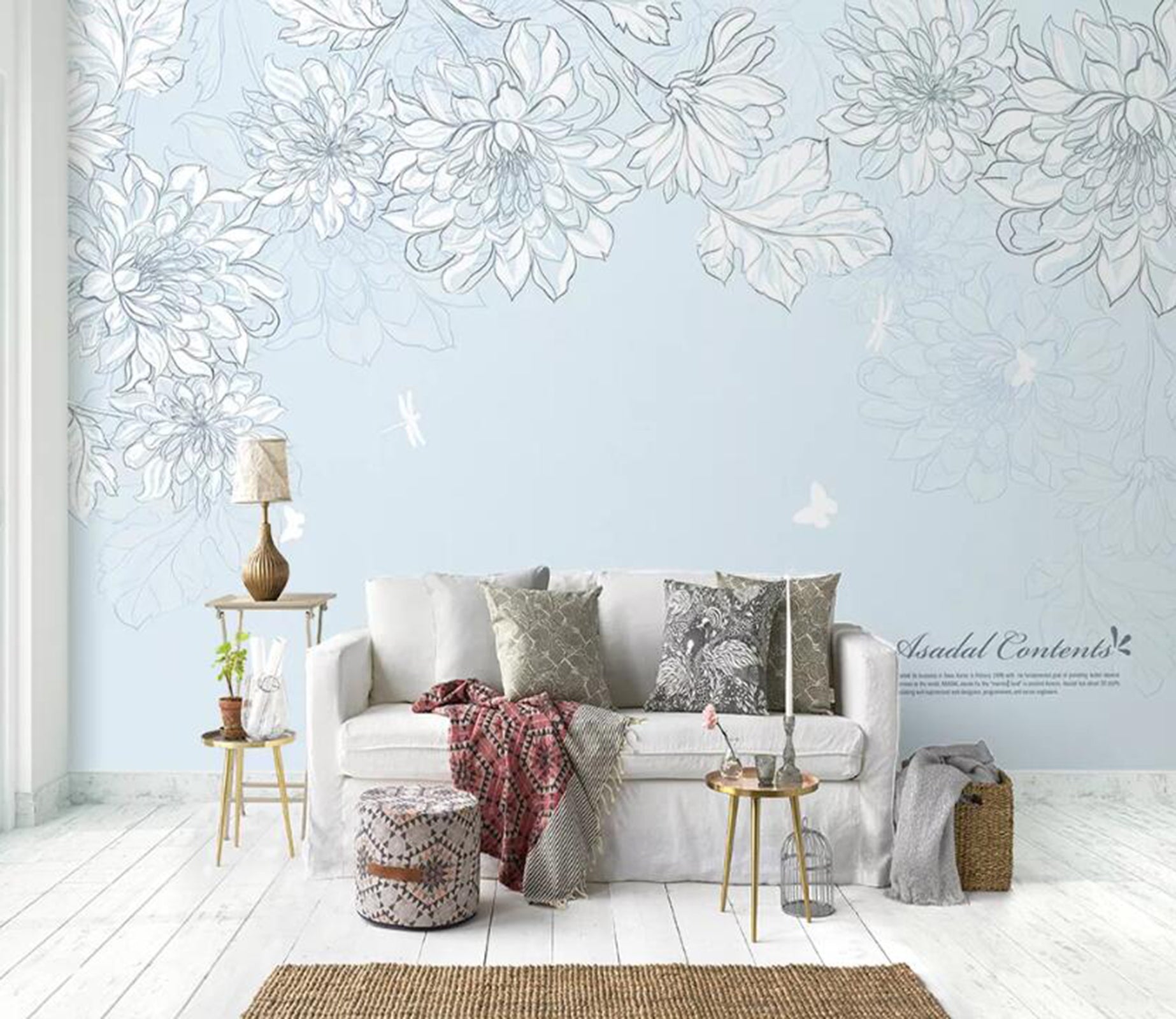 3D White Flowers WC48 Wall Murals Wallpaper AJ Wallpaper 2 