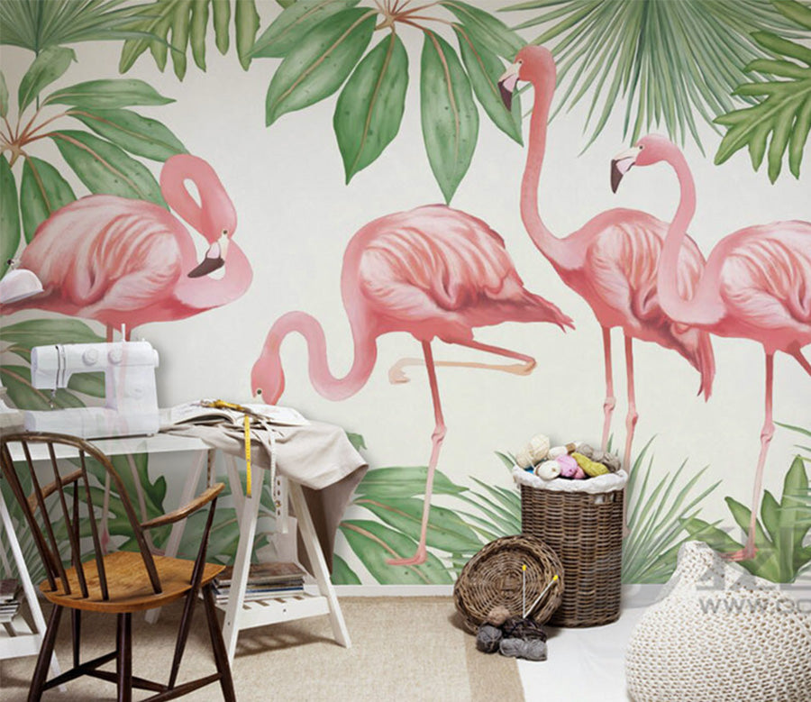 3D Pink Flamingo WG300 Wall Murals