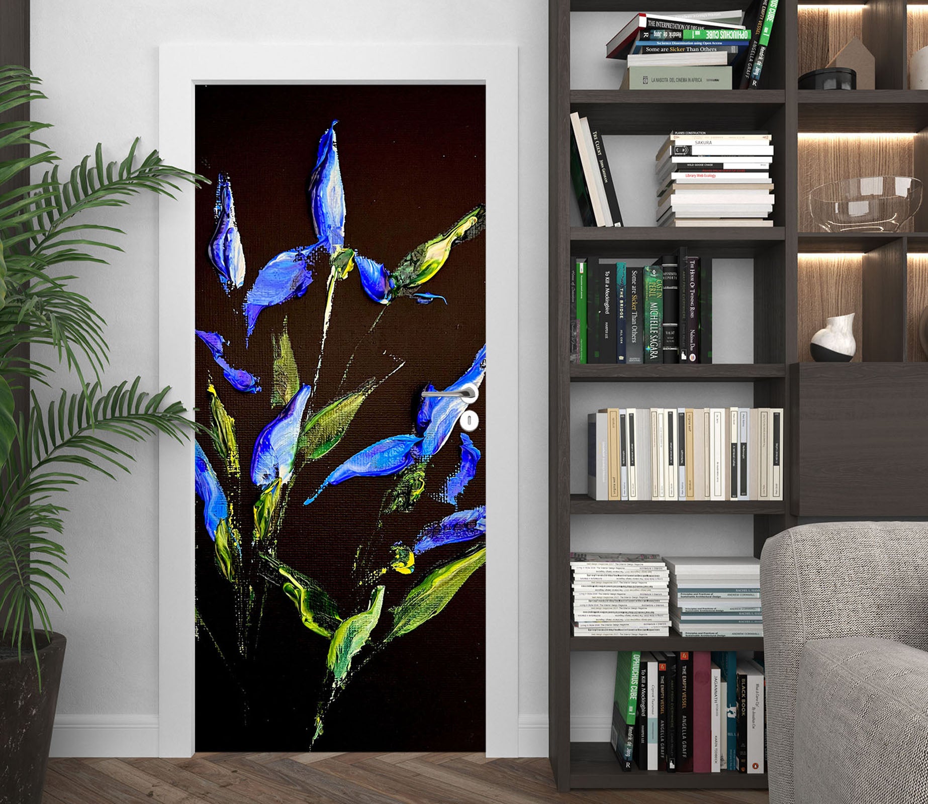 3D Blue Flower 3068 Skromova Marina Door Mural