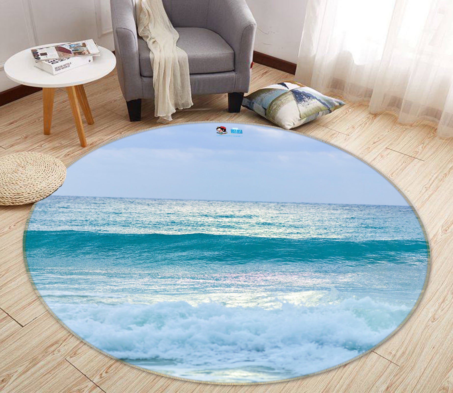 3D Sea Level 7539 Assaf Frank Rug Round Non Slip Rug Mat